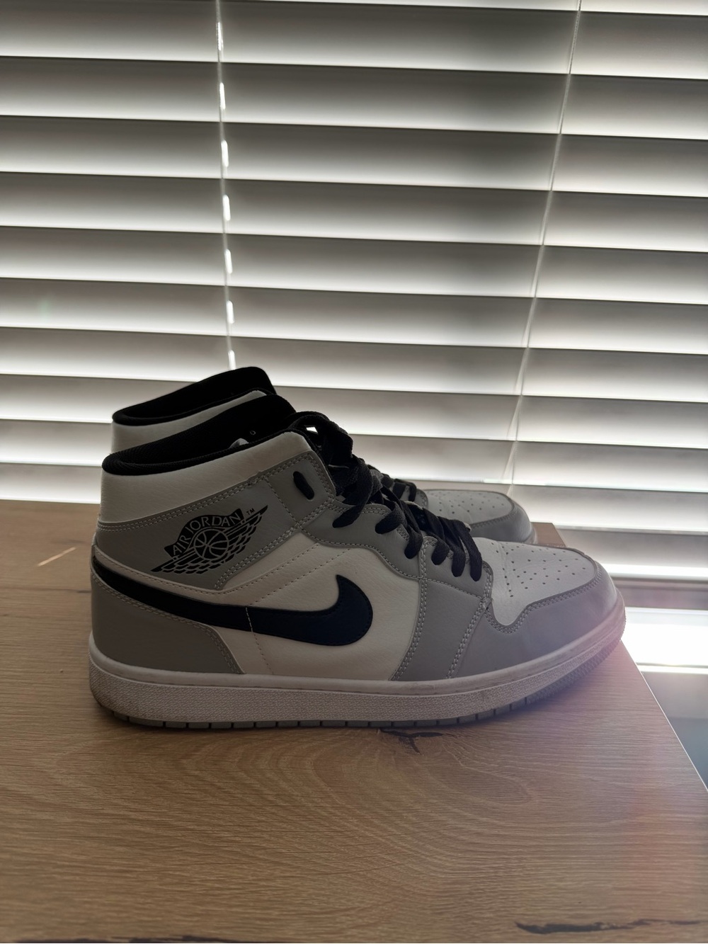 Jordan Men's Mid-Top Sneakers in White, Gray & Black
